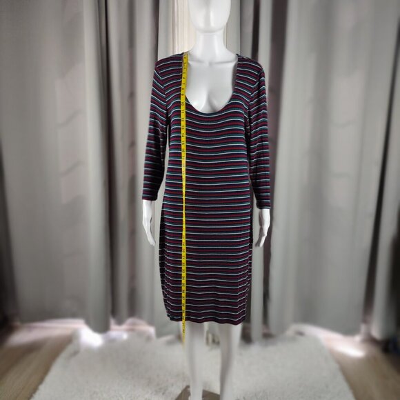 Forever 21 Plus Striped Ribbed Knit Scoop Neck Midi Dress Multicolor 1X - Picture 6 of 12